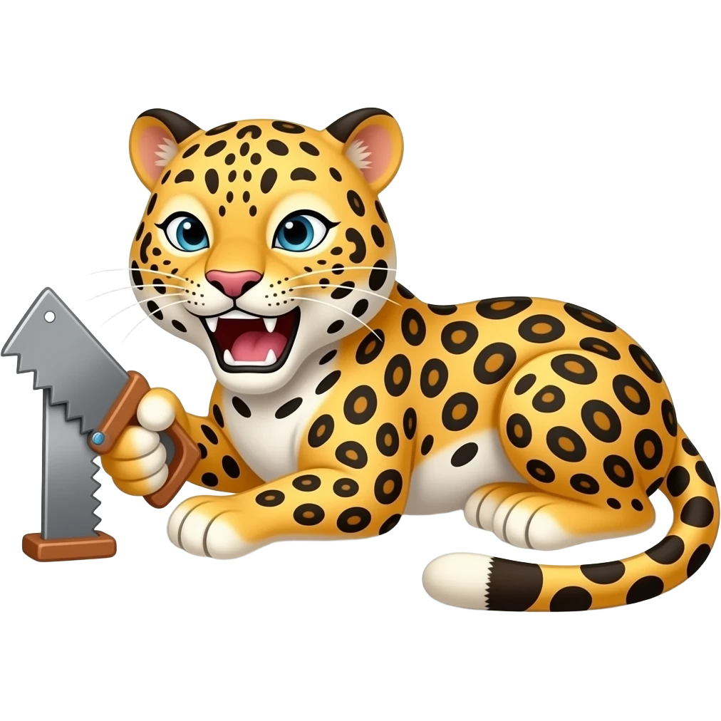 Cartoon leopard lay and sawing roar emoji