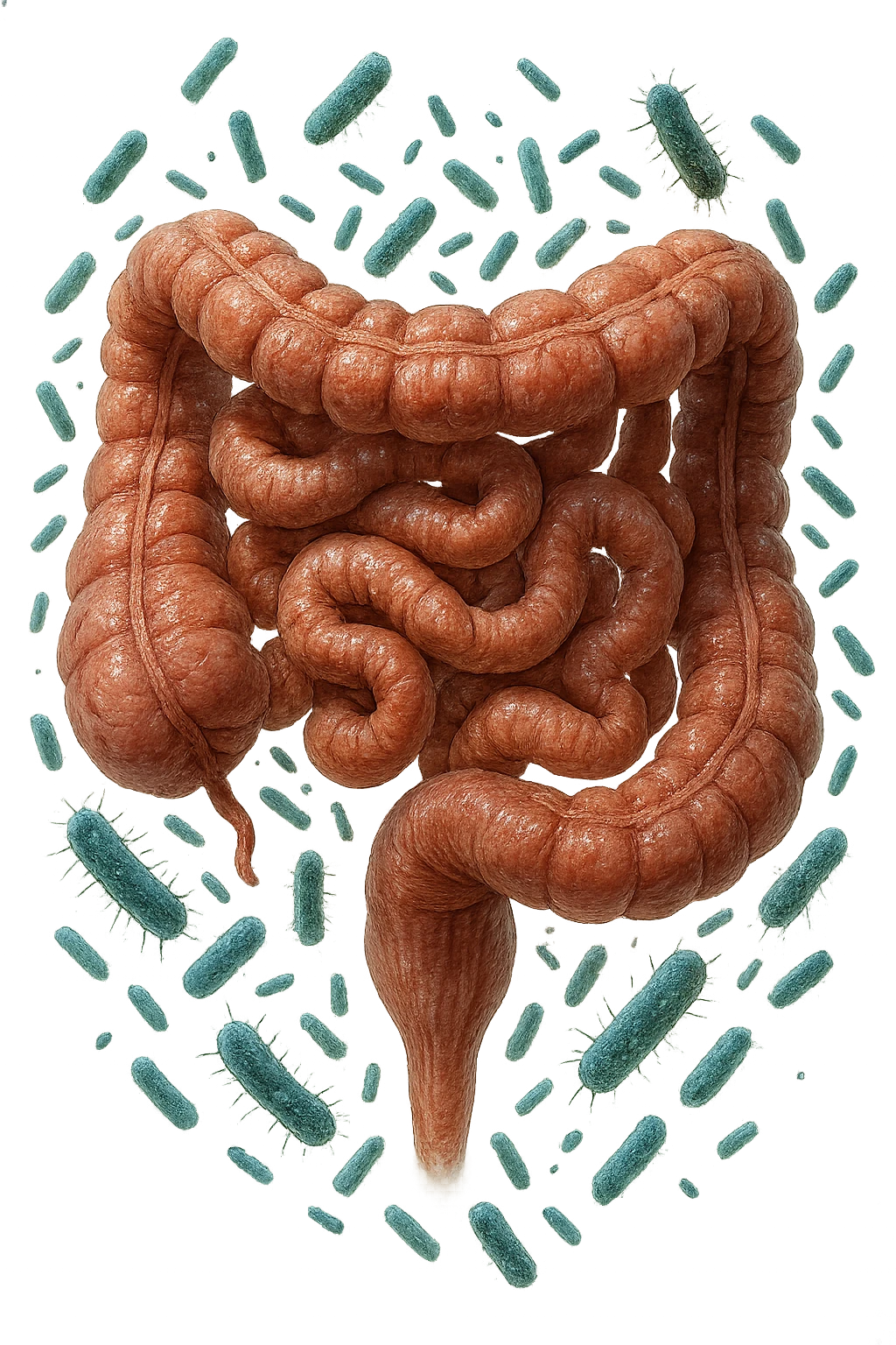 INTESTINO UMANO ANATOMICO REALISTICO CON BATTERI CHE GLI FLUTTUANO INTORNO, IPERREALISTICO 4K emoji