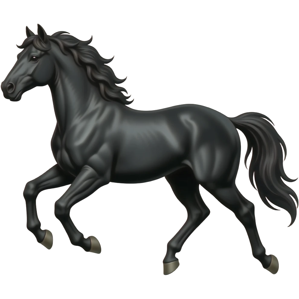 Shinning Black running horse emo emoji