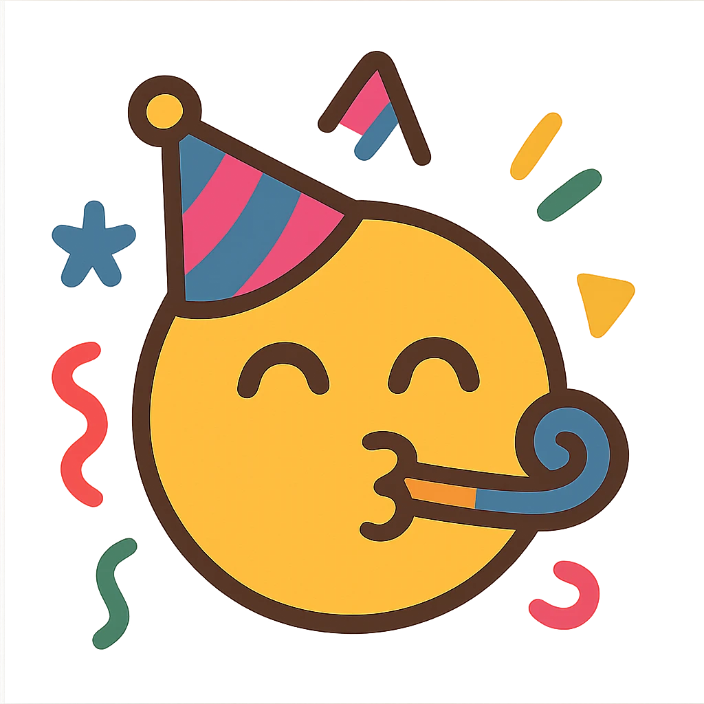 face with party hat emoji, digital illustration emoji