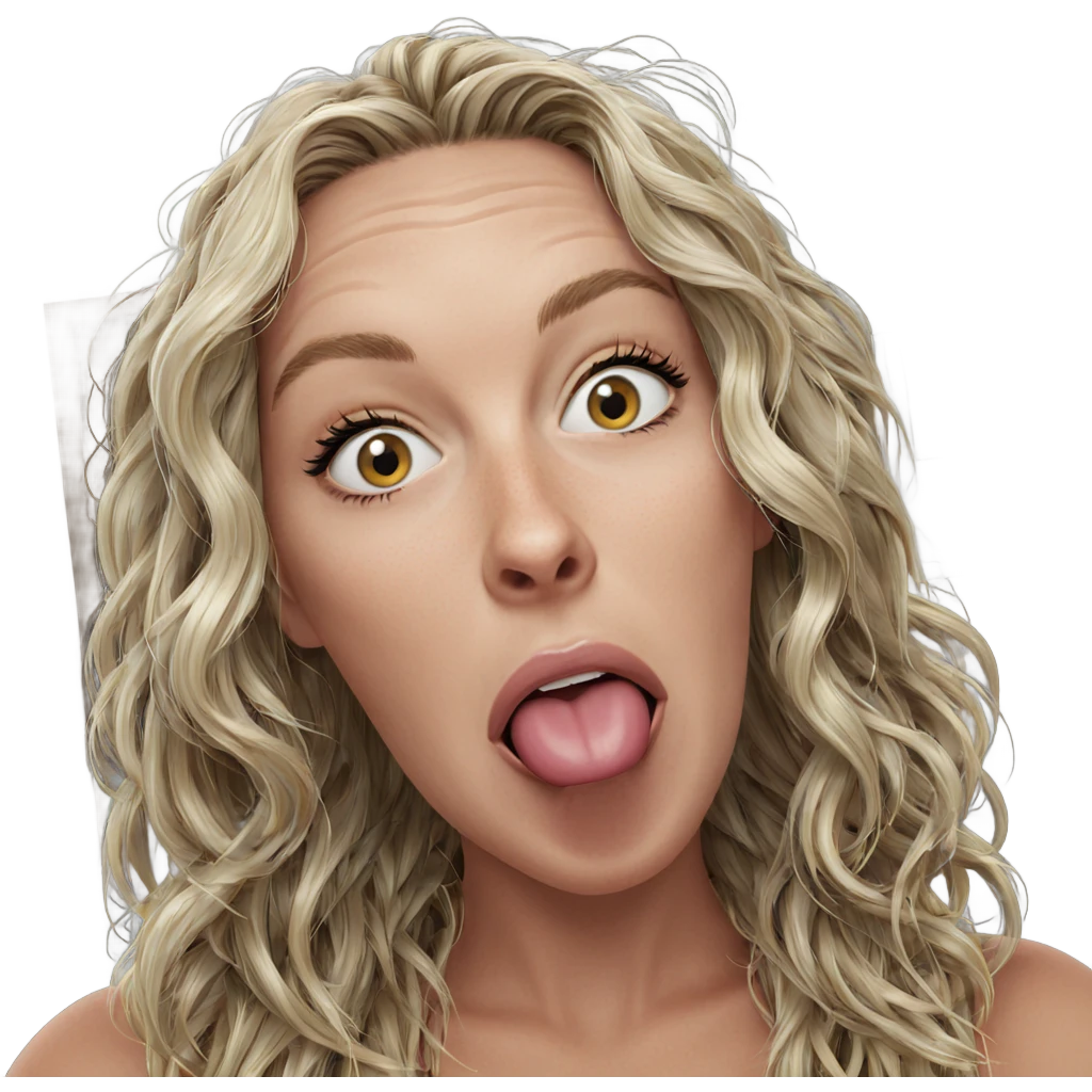blonde girl with tongue out emoji