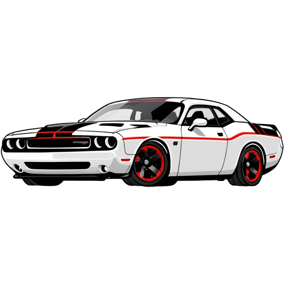 black Dodge Challenger with red front lights emoji