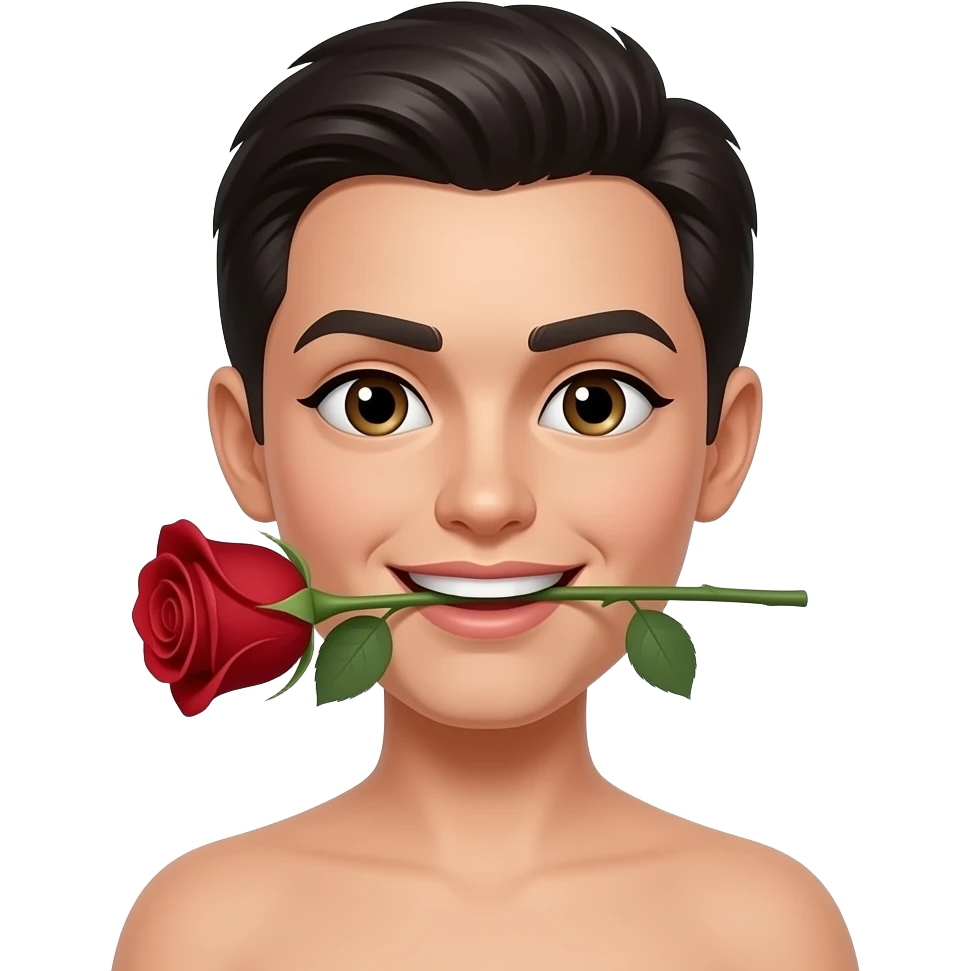 Emoji avec un regard dragueurs et une rose dans la bouche emoji