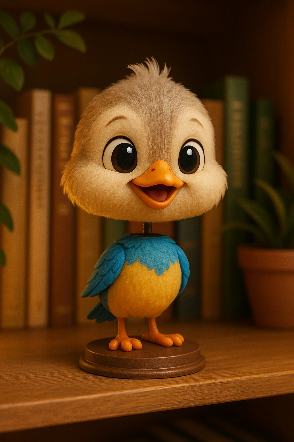 adorable baby bird, animated look, big eyes, soft feathers, playful expression, vibrant colors emoji