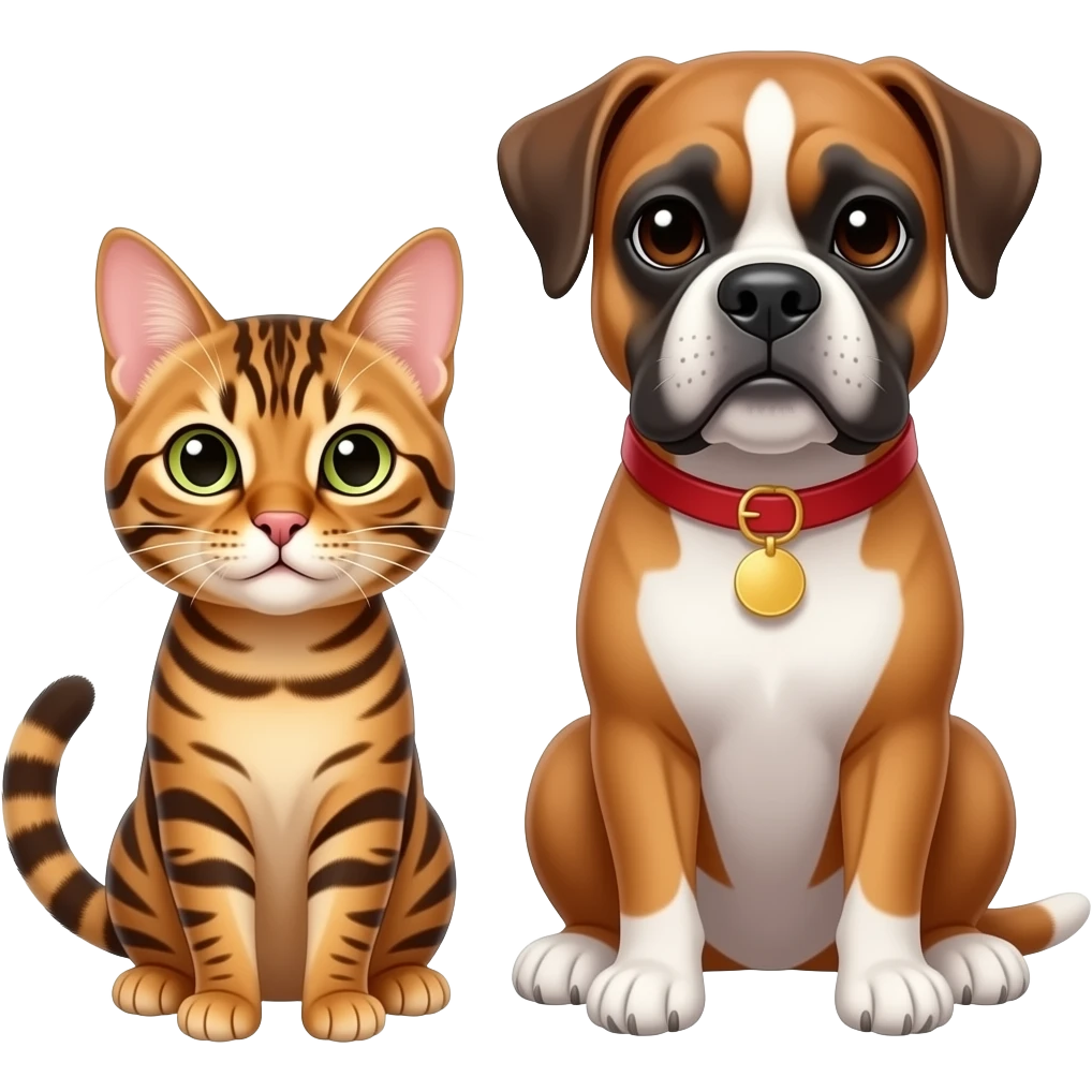 Bengal cat with a boxer dog emoji