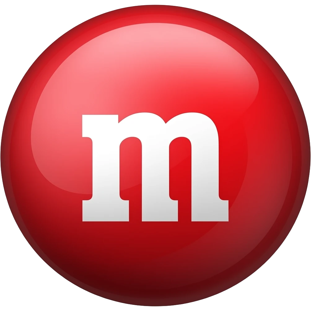M&M's candy, red color emoji