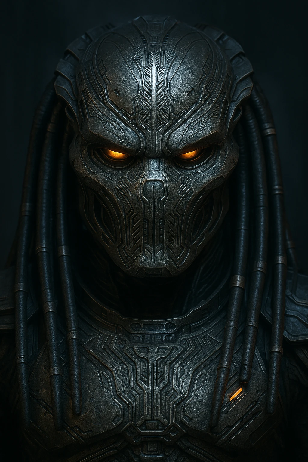 Yautja (Predator) mask with a calm, stoic expression, detailed sci-fi design emoji