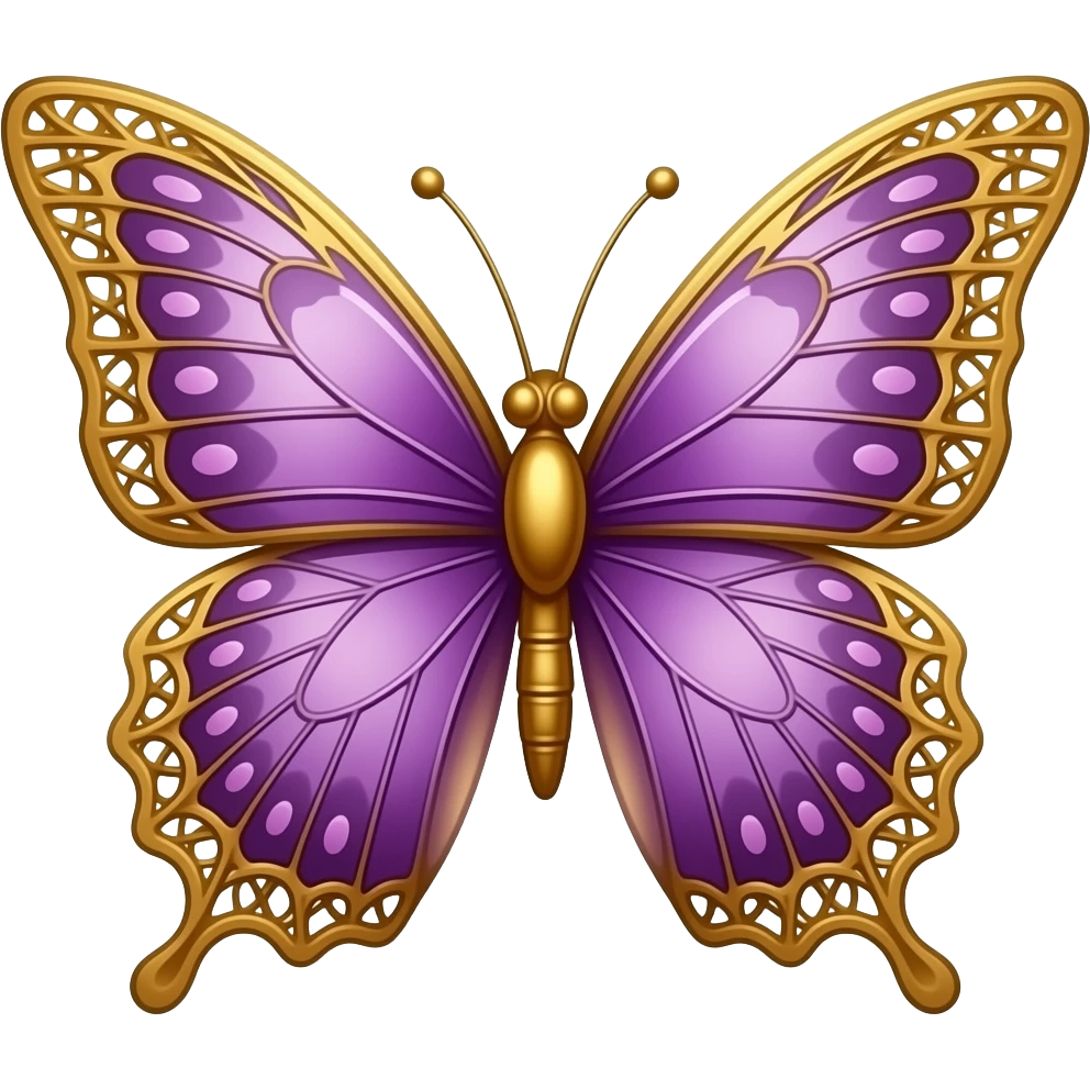 Antique amethyst color jewel toned butterfly with lace gold trimmings emoji
