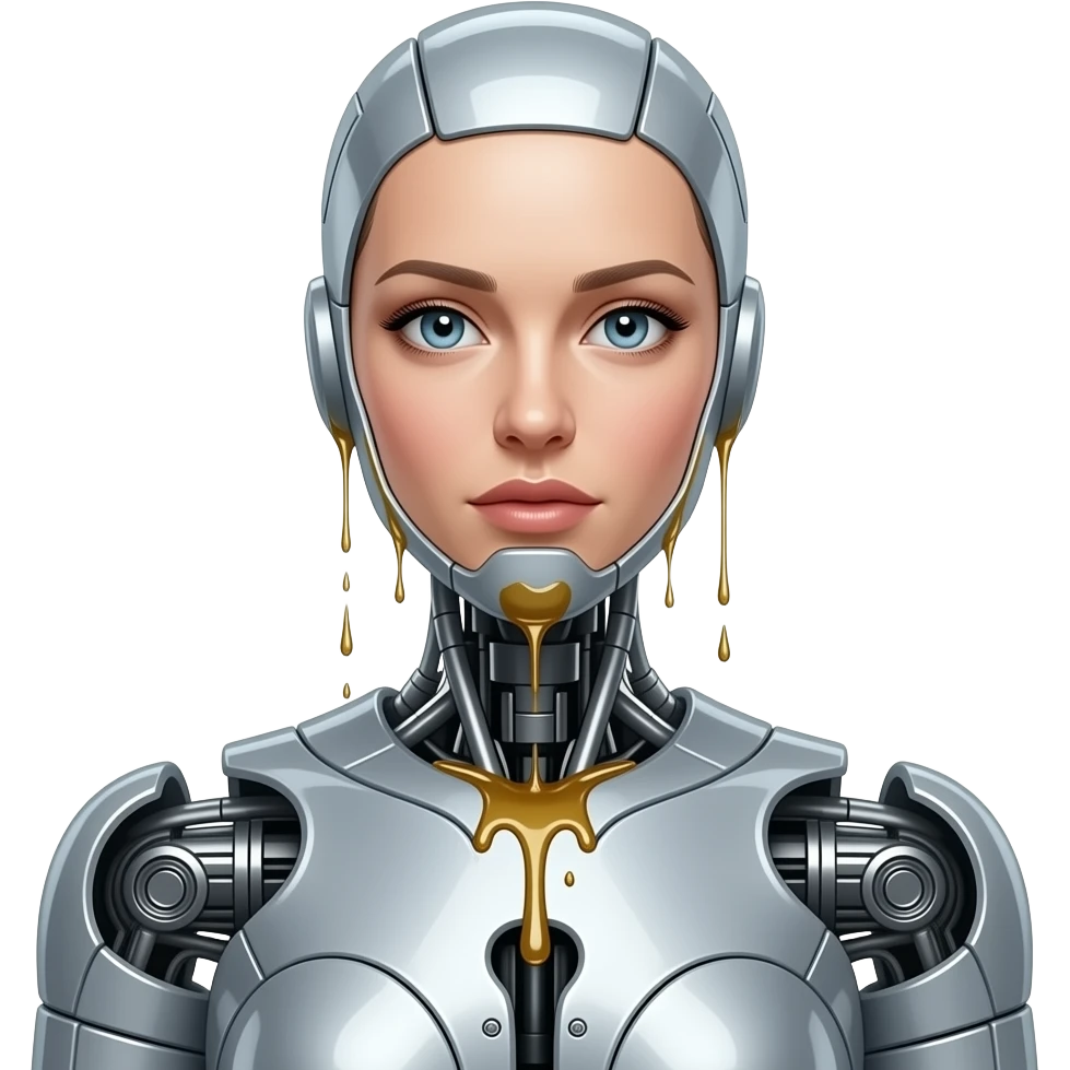 Female robot human leaking oil emoji