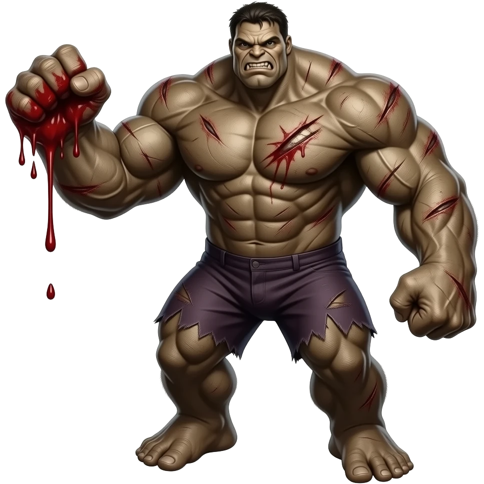 Giant Creature with blood driping from its fist and a full view of the monster ] emoji