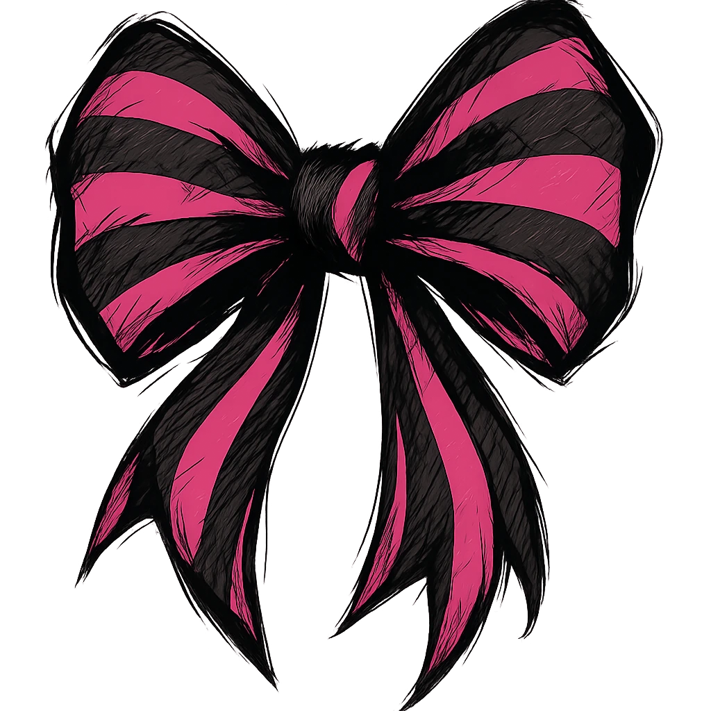 emo bow, black and pink, expressive and stylish, remove background emoji