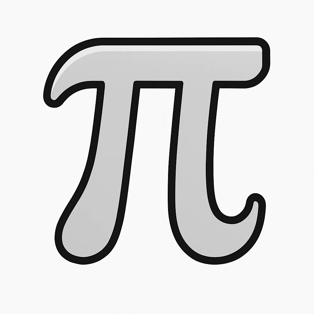 pi symbol (π), outlined and modern, flat gray style emoji