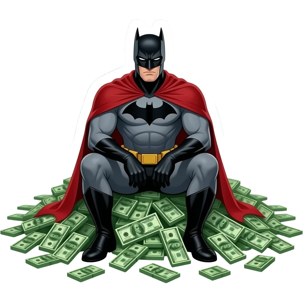 Batman Sitting on a pile of dollars emoji