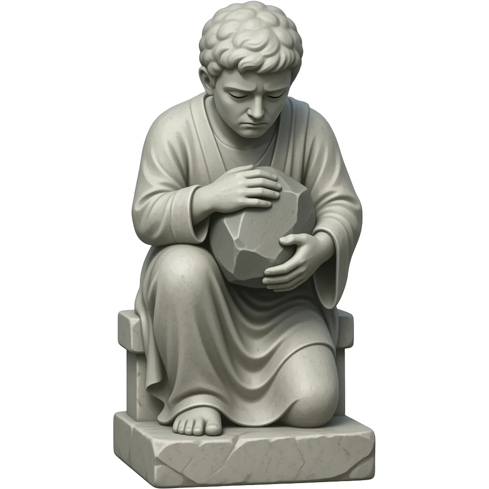 Несет камень устал без лица на камне emoji