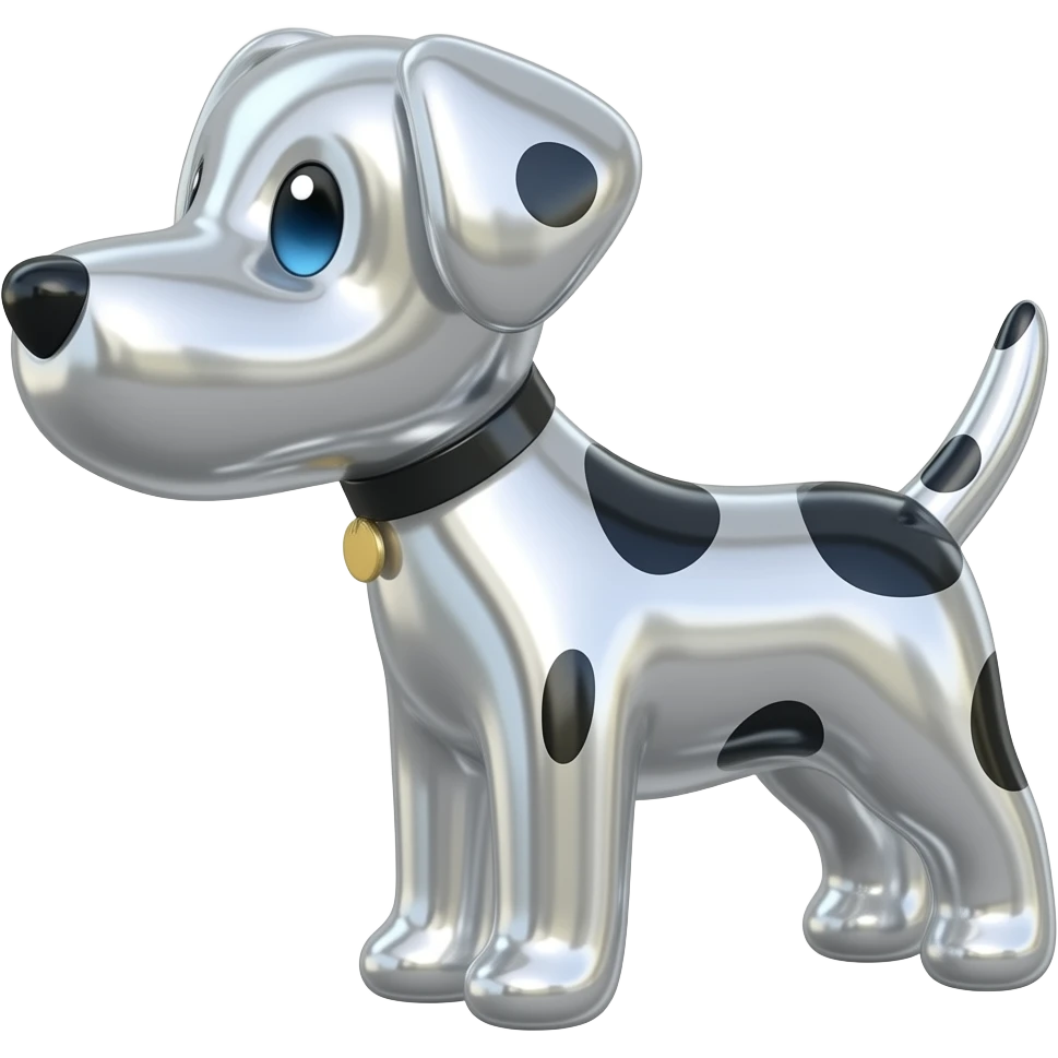 balloon dog, chrome silver, minimal emoji