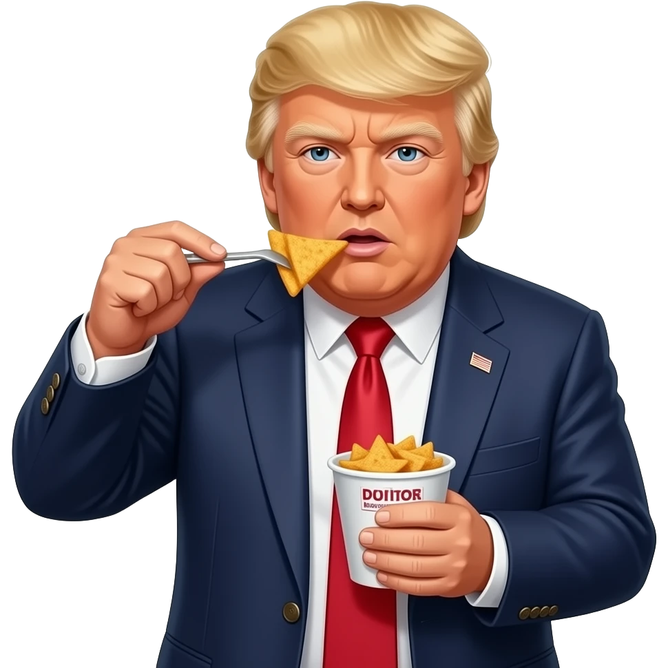 donald trump throws people over the border as he eats doritos emoji