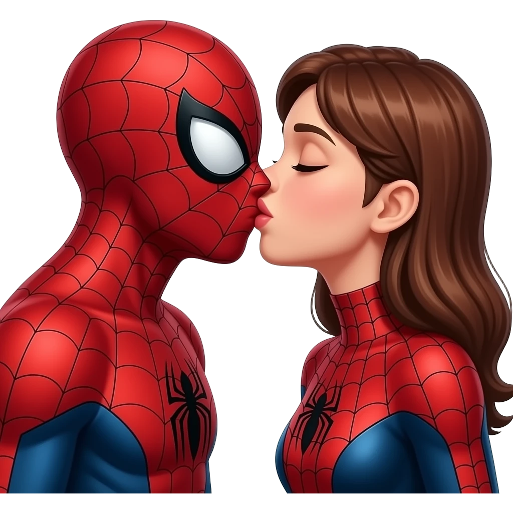 Spider man and spider woman  kiss kiss creepy emoji