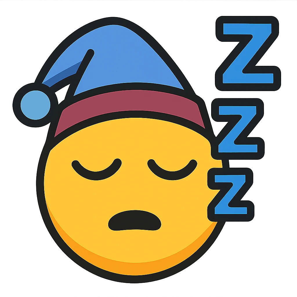 sleeping emoji with a pointed hat emoji