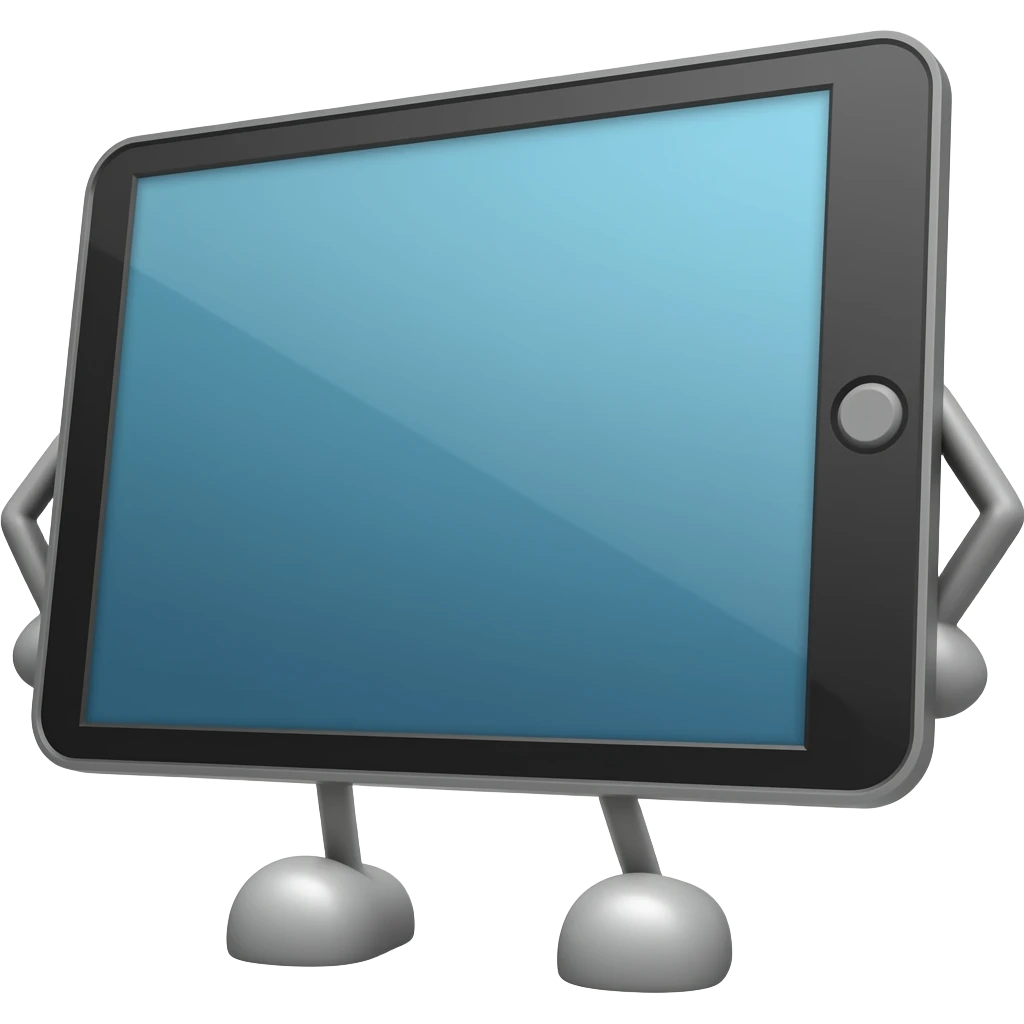 A iPad with legs without arms emoji