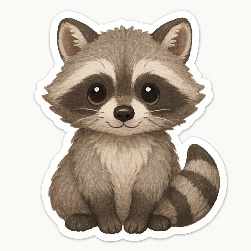 raccoon white background sticker emoji