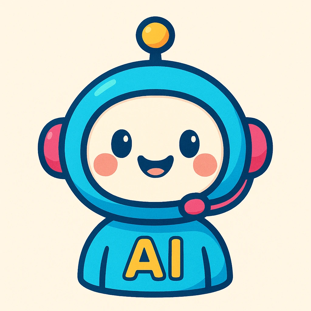 AI agent as a cute digital avatar, round shapes, smiling, vibrant colors emoji