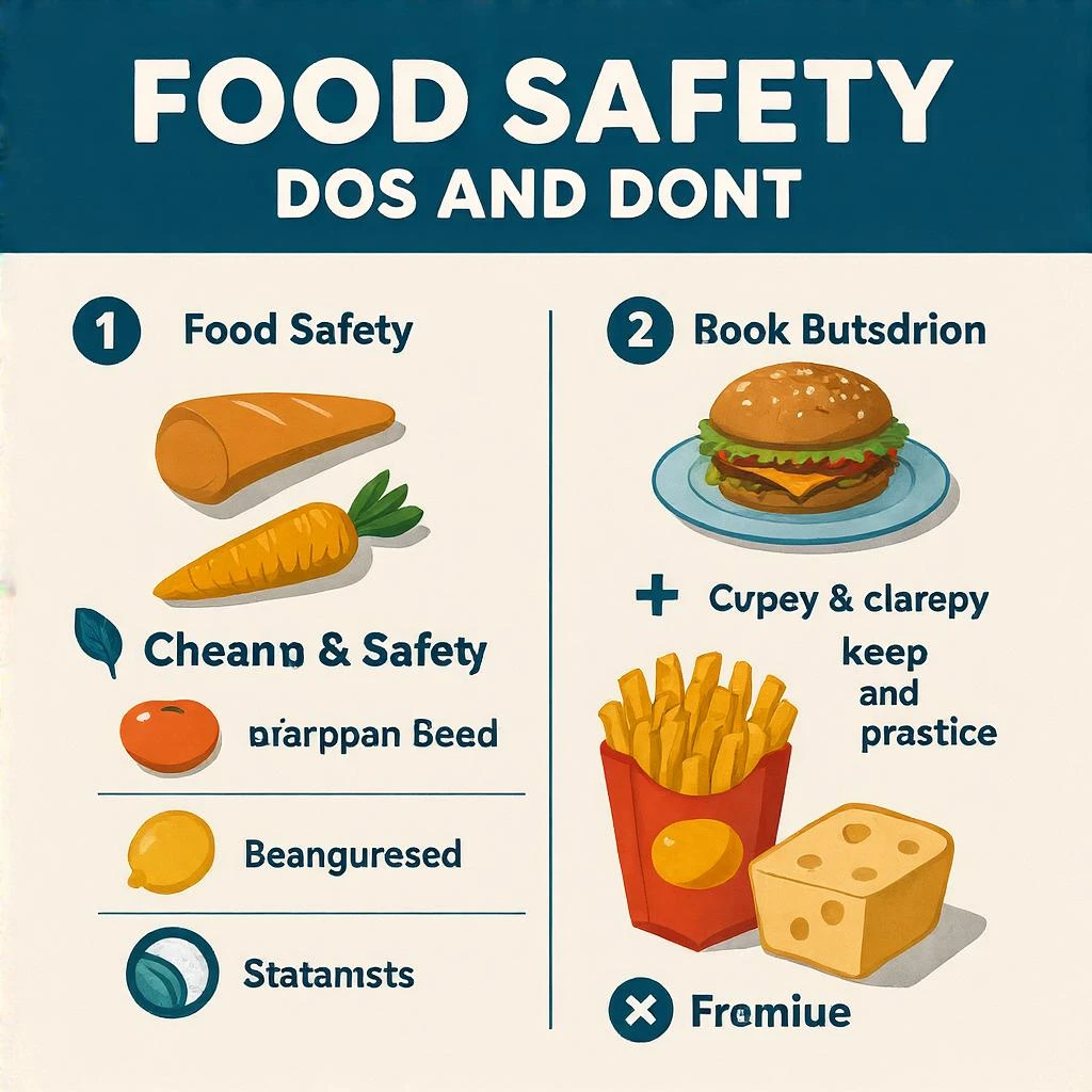 make a detail poster with title of "food safety dos and dont" emoji