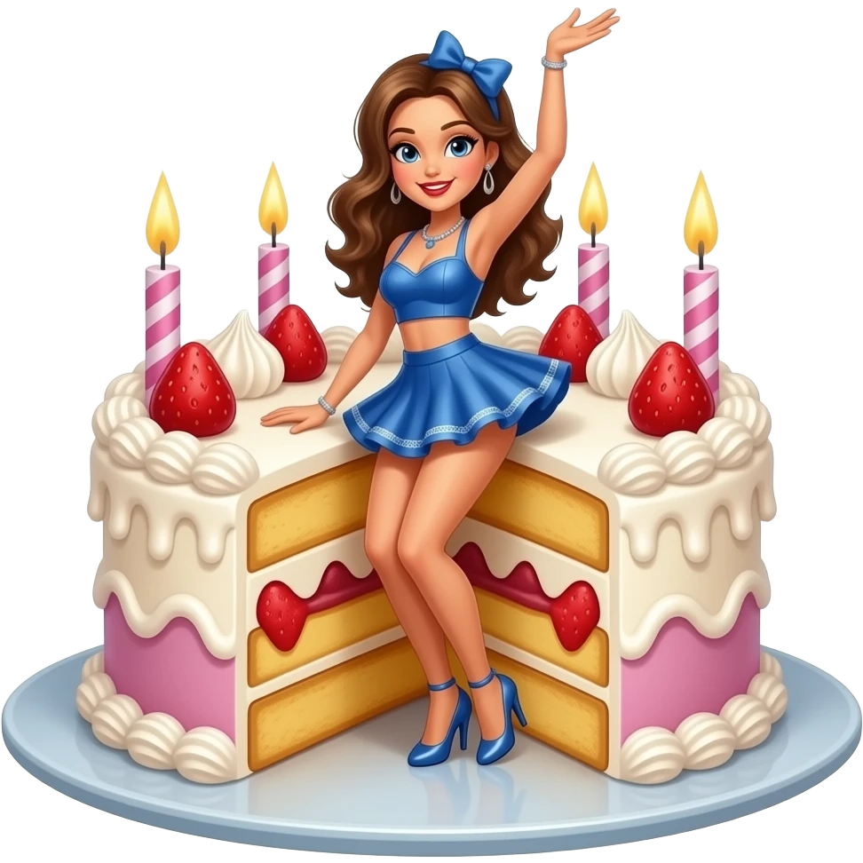las vegas dancing girl bursting out of a layer cake emoji