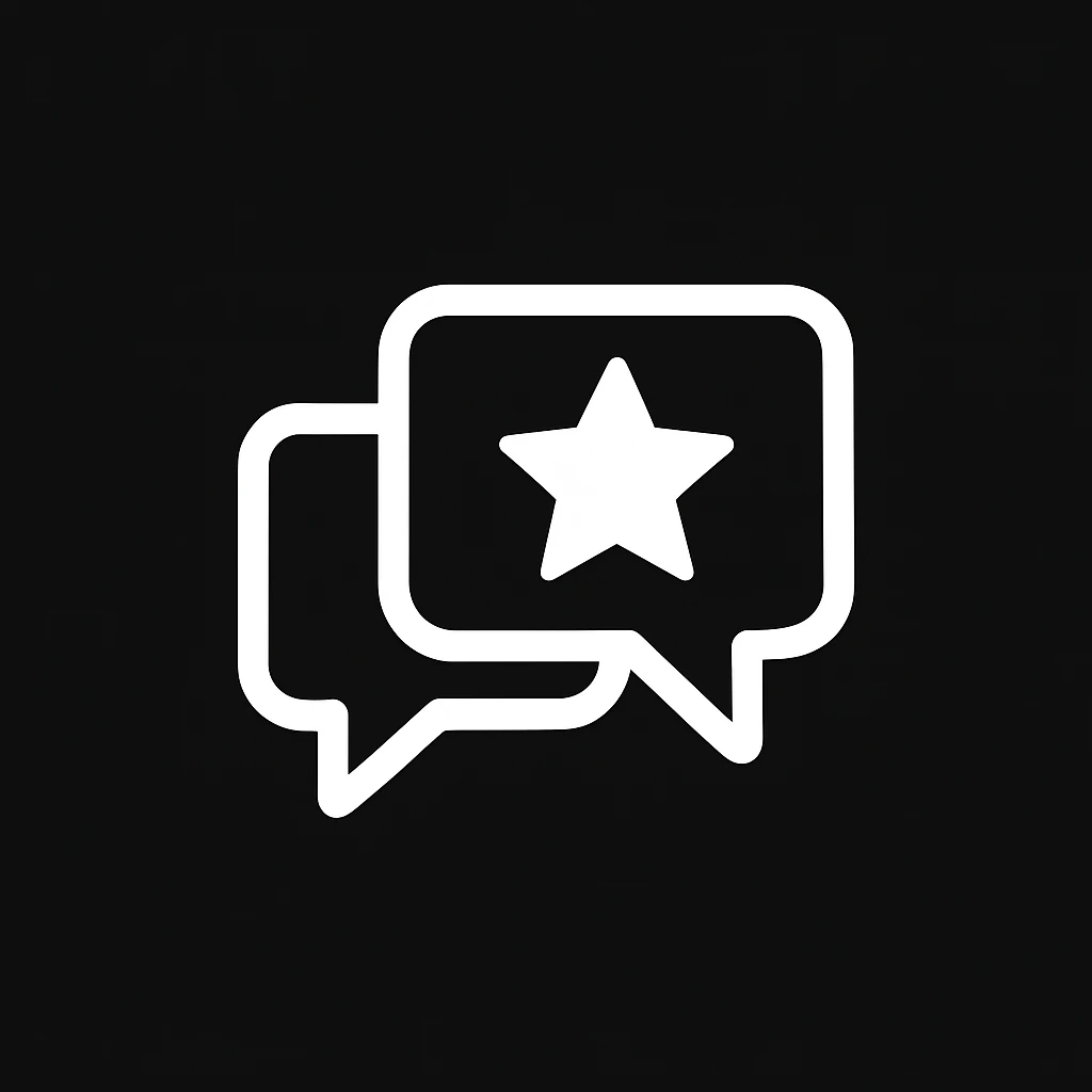 white Vector minimalistic and elegant icon of opinions ,black solid background, filled inside (inspire this refrence icon),  emoji