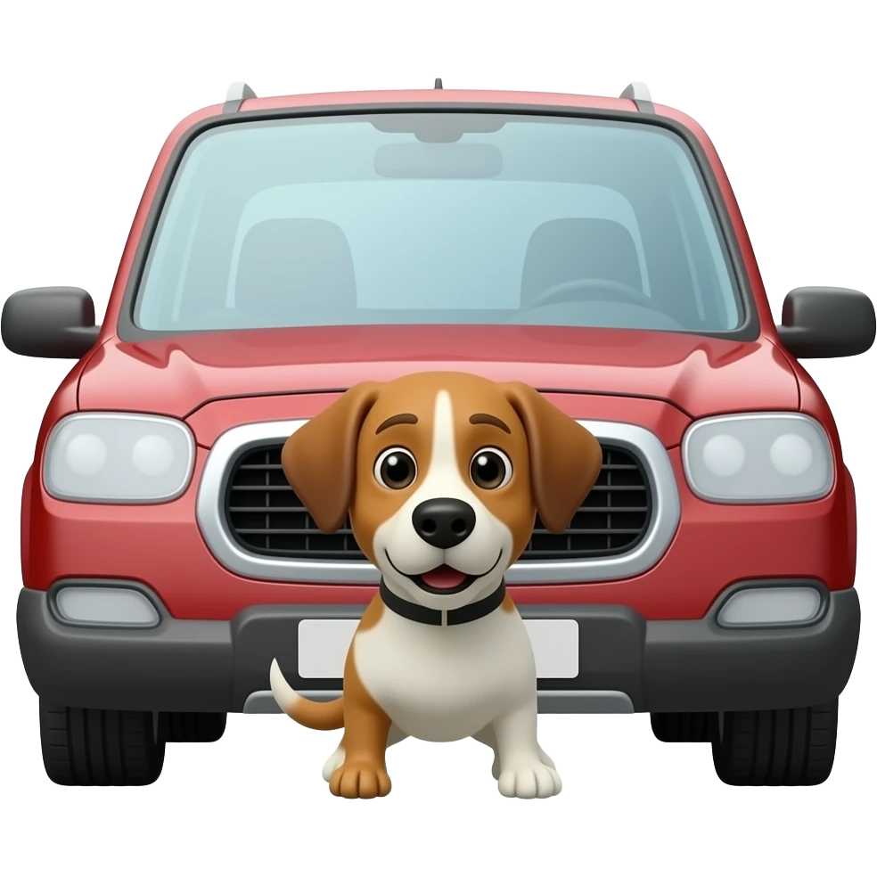 Car attacking the dog emoji