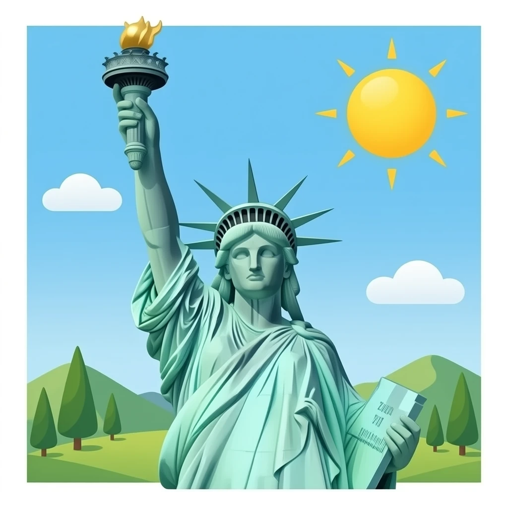 Statue of Liberty holding a fish emoji