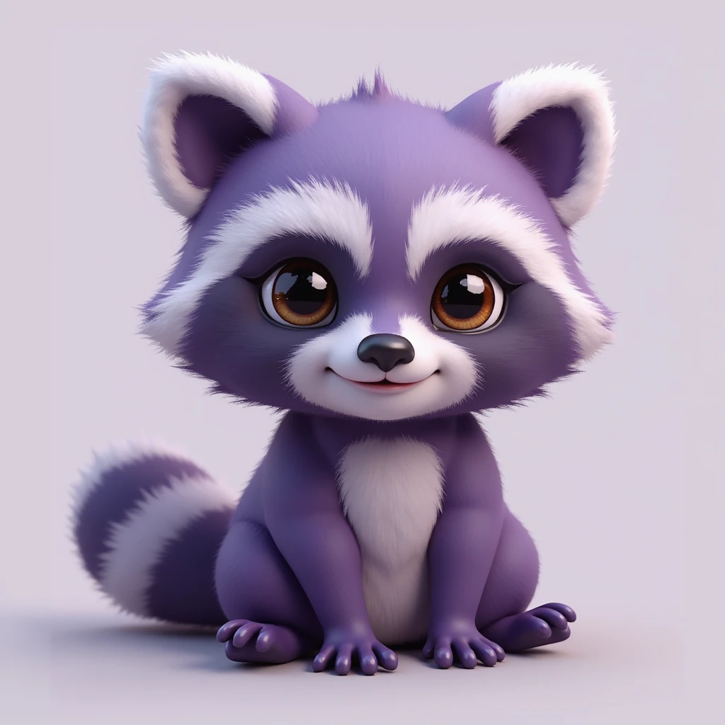 soft realistic illustration of a purple raccoon emoji