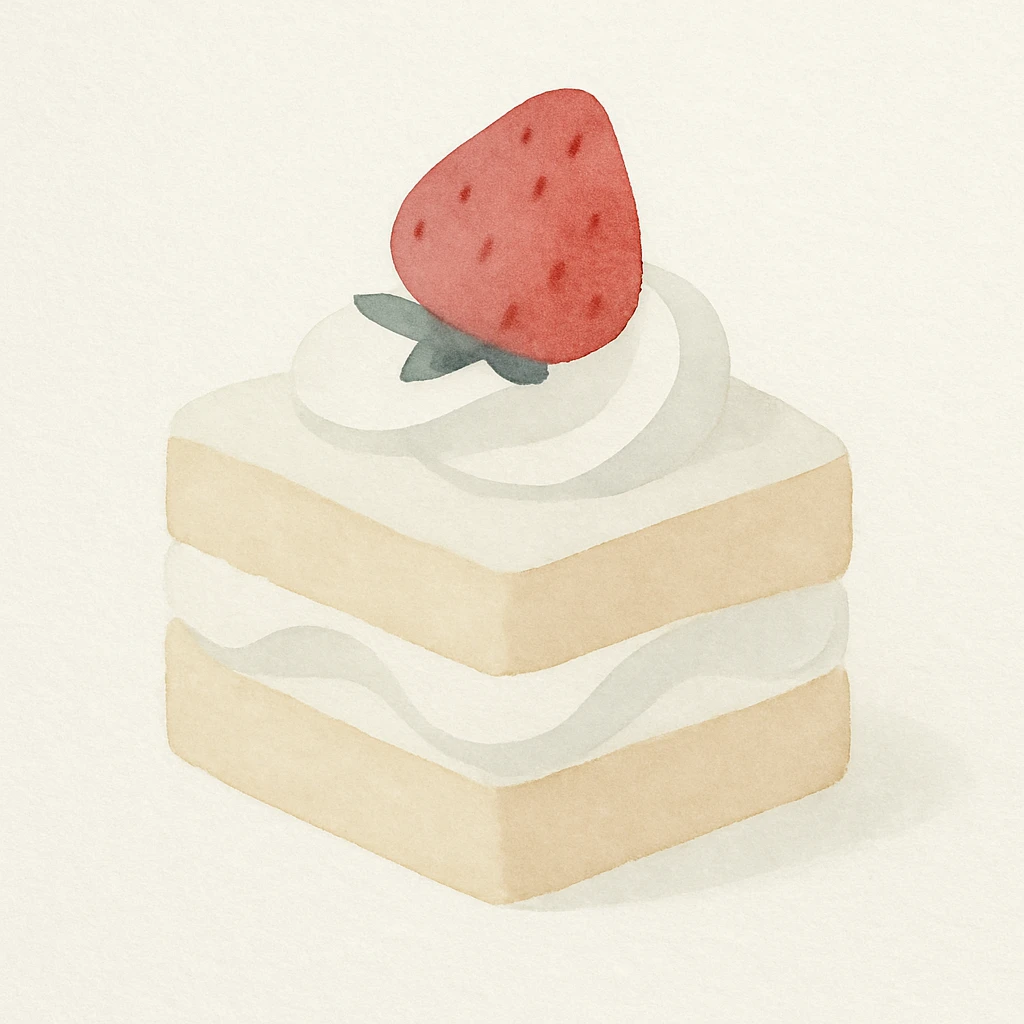 a watercolor painting of a strawberry shortcake emoji