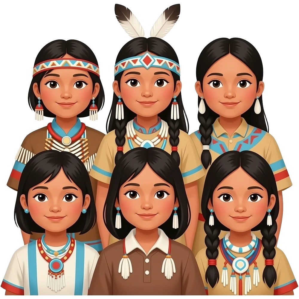 Native American group of children emoji