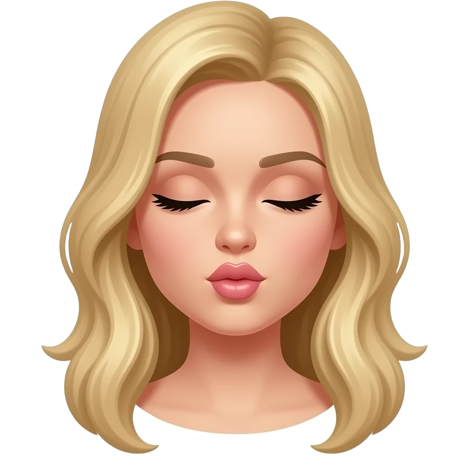 Frau, blonde lange Haare mit Kussmund emoji