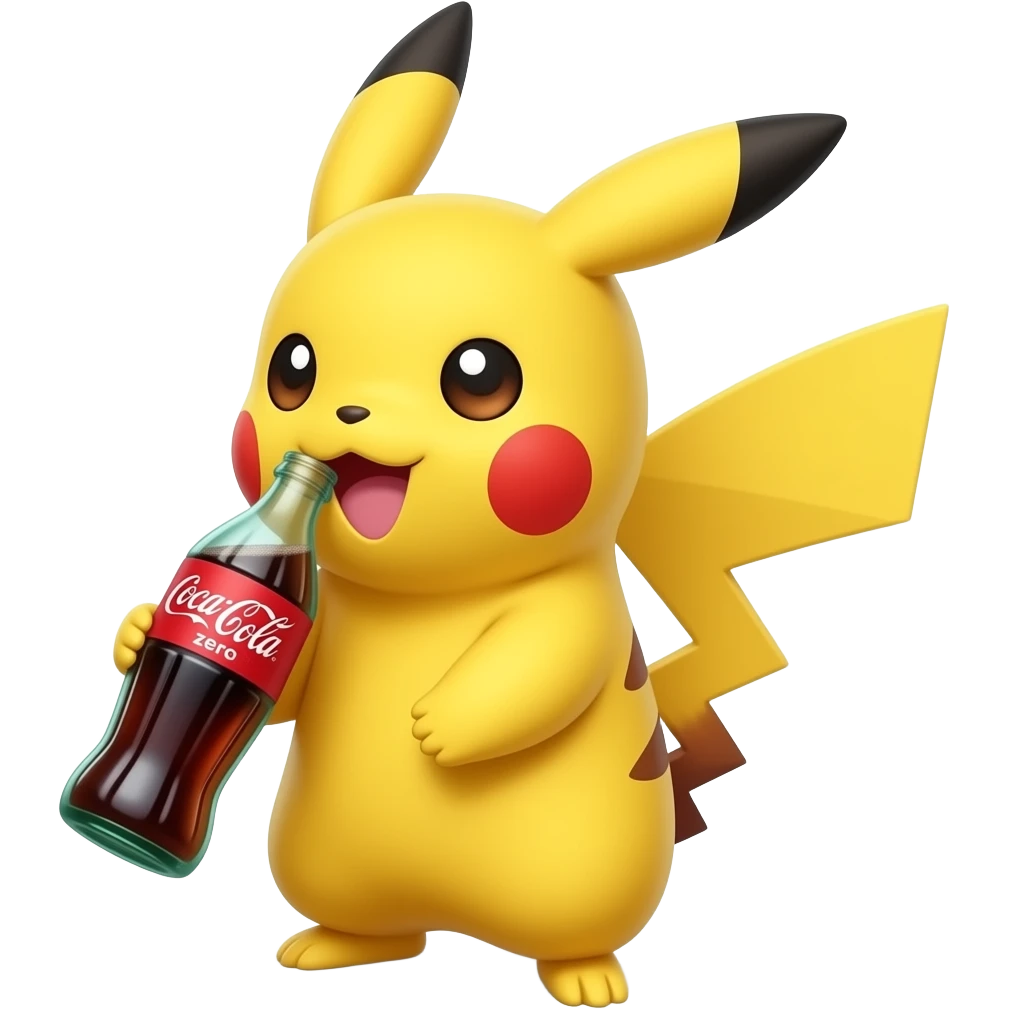 Pikachu drinking coke zero emoji