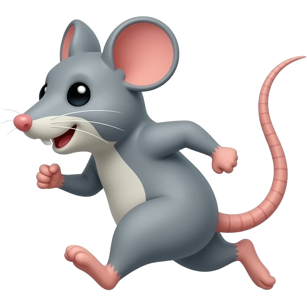 The cartoon rat runs emoji