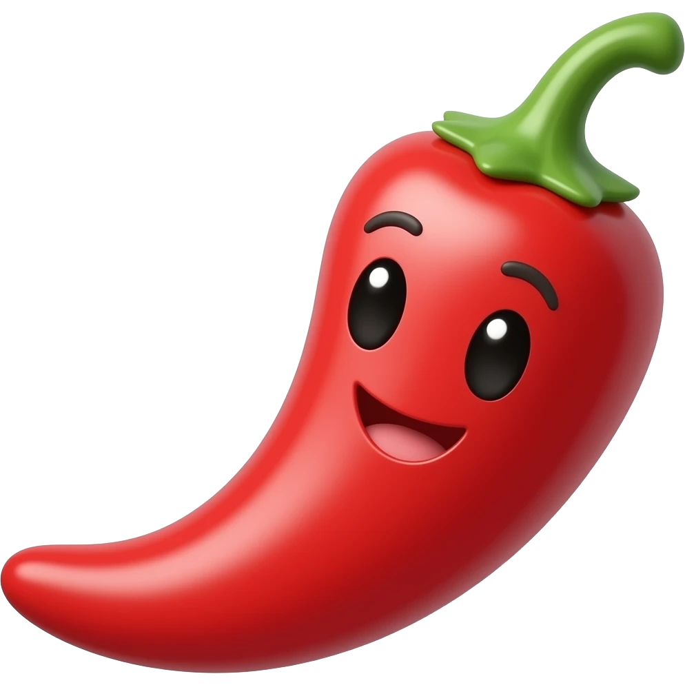 a red chili with girlish face emoji
