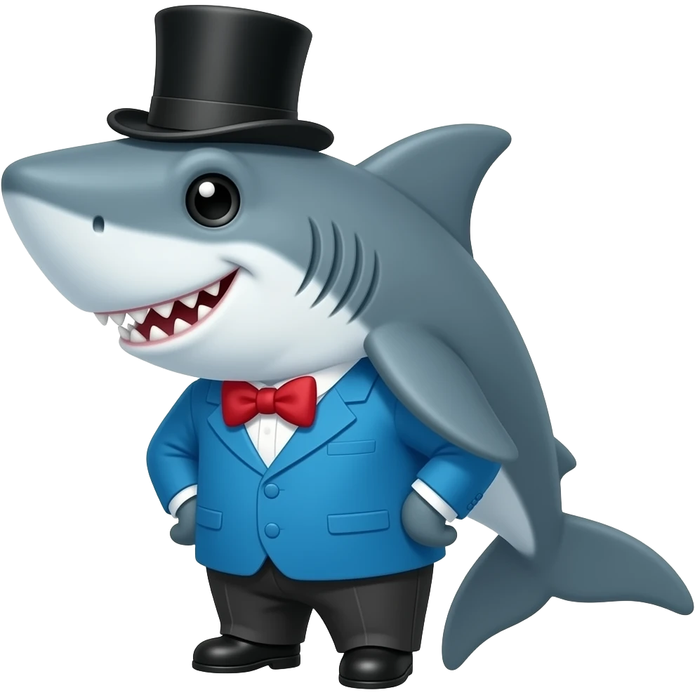 Shark with a top hat emoji