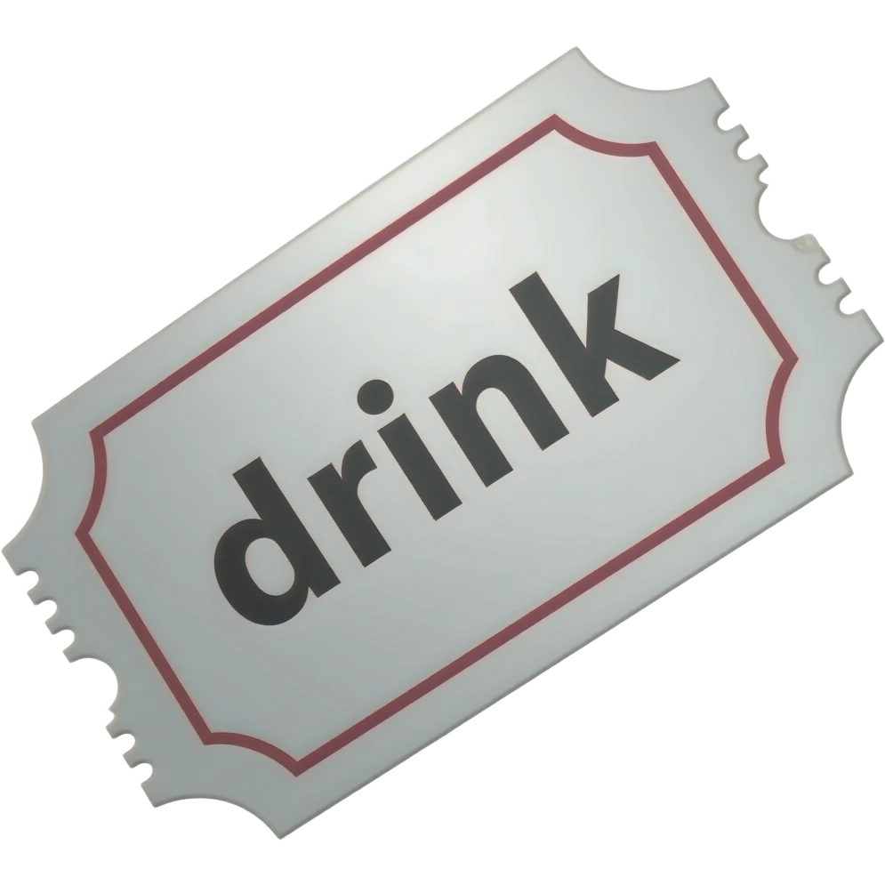 ticket with drink written on it emoji