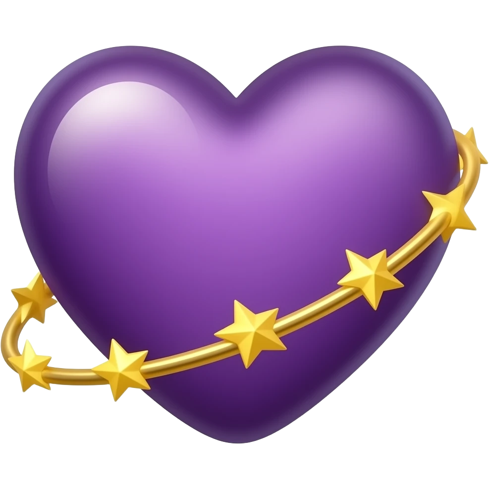 Generar emoji de estrella fugaz rodeando al corazon morado emoji