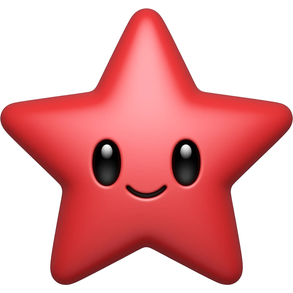 Kawaii red star with little smilewith black eyes emoji