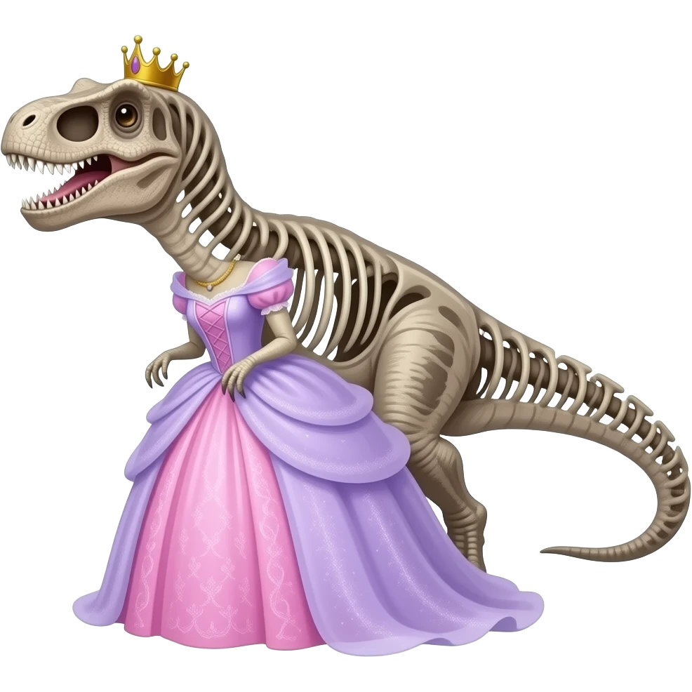 Princess dress on a fossilated dinosaur emoji