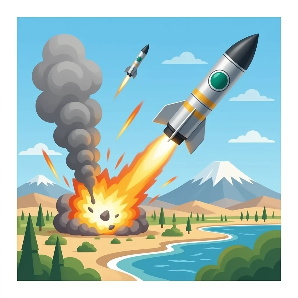 missile strike Coming and falling in kuwait emoji