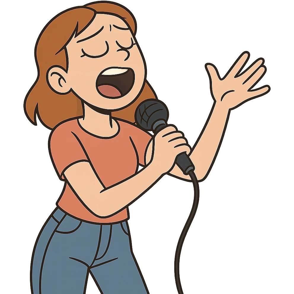 young lady singing emoji