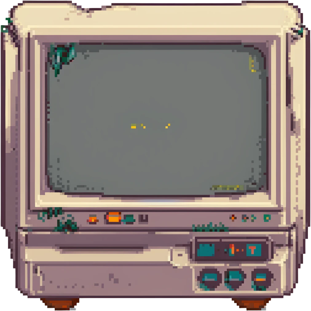 CRT screen cracked with a blinking “404” emoji