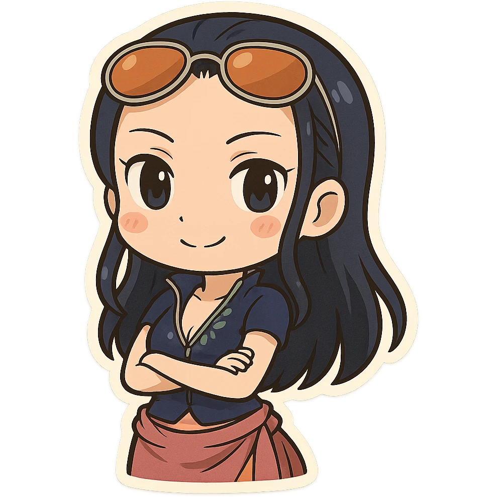 Robin from One Piece, chibi cartoon style emoji