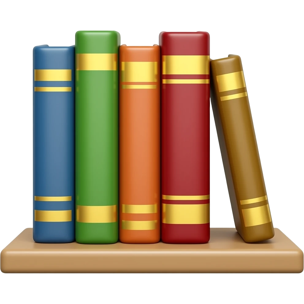 5 books on shelf emoji