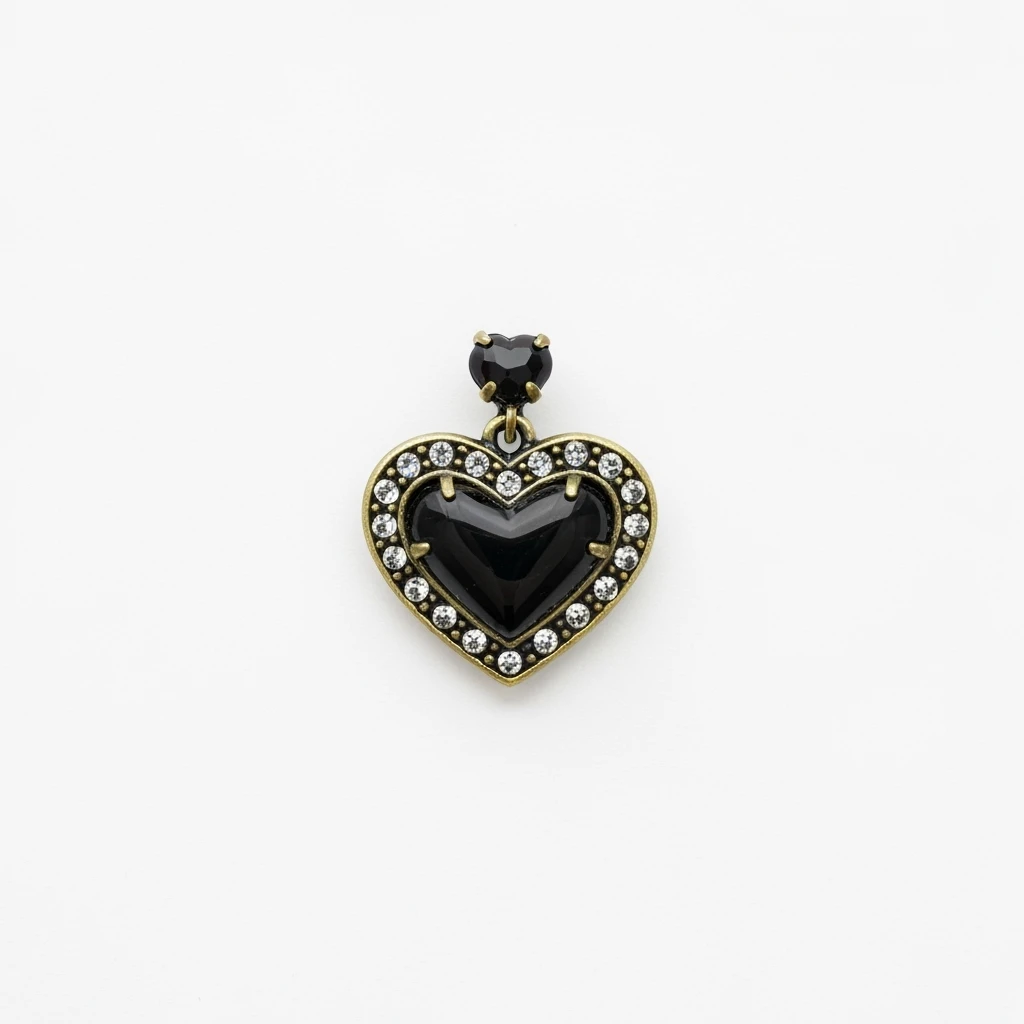 goth heart brooch, cute, expressive, minimal emoji