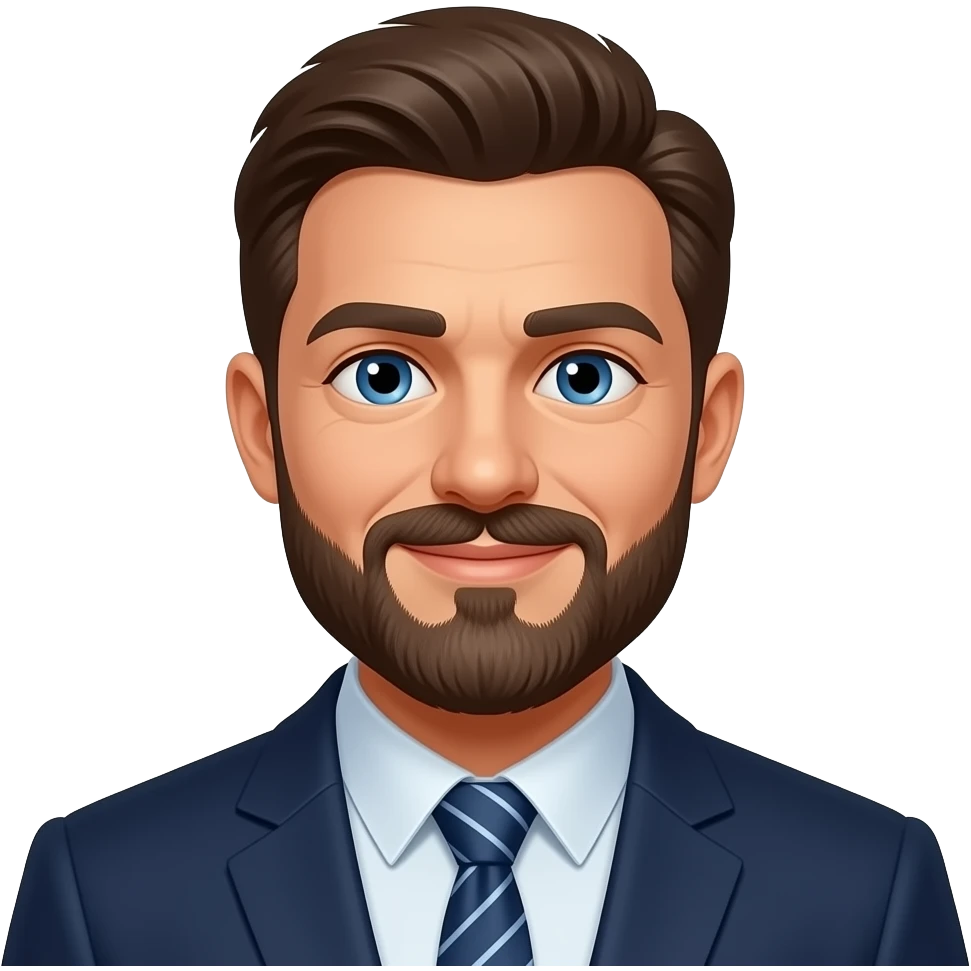 homme, chaude, barbe, yeux bleus, en costume emoji