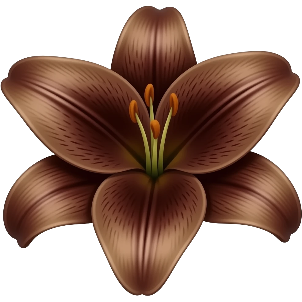 A dark brown flower with lily petals emoji